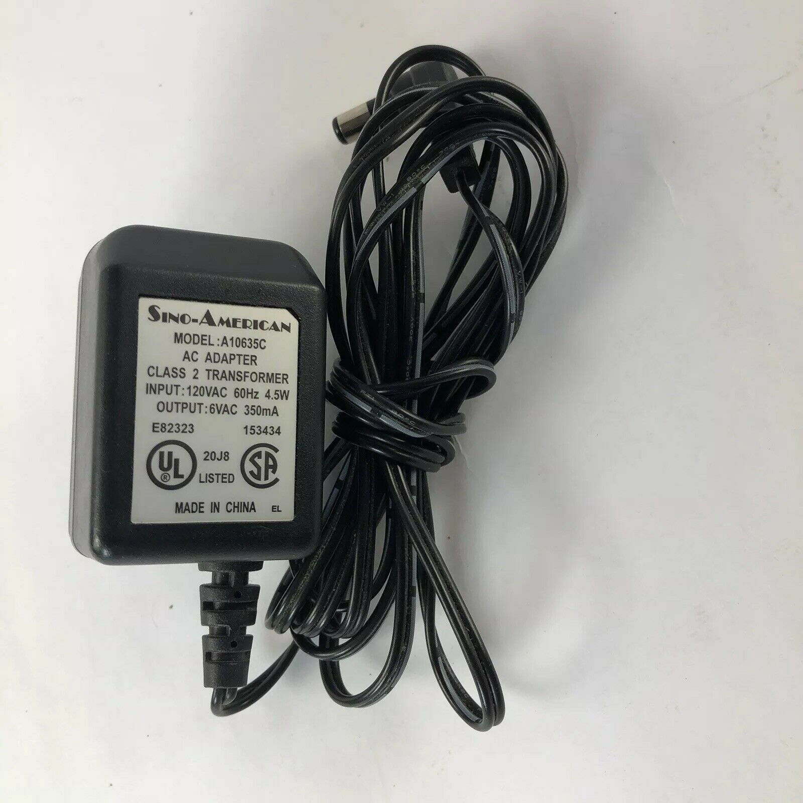 New 6V AC 350mA Sino-American A10635C Class 2 Transformer Power Supply Ac Adapter